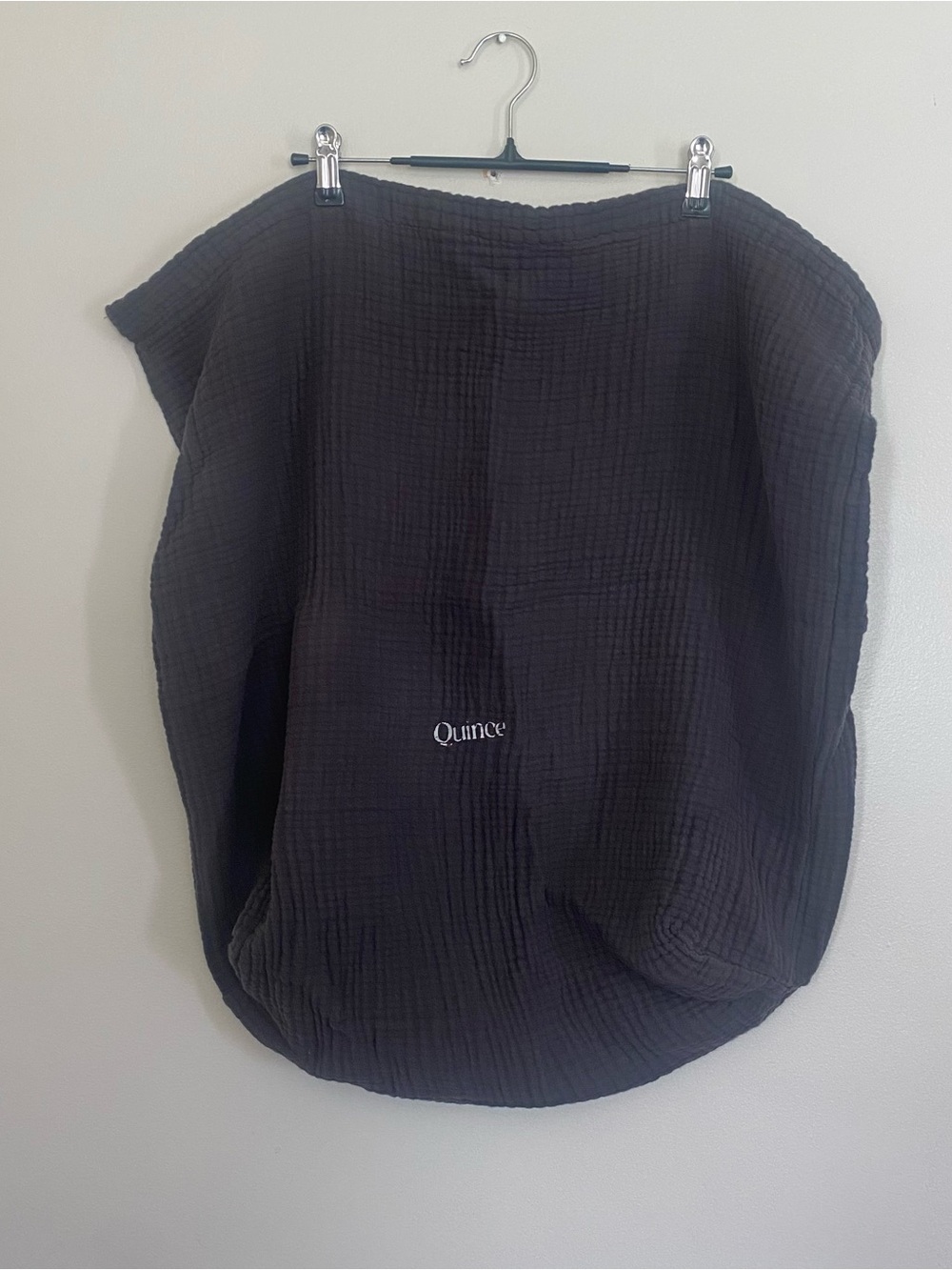 Quince Textured Black Cotton Gauze Bag